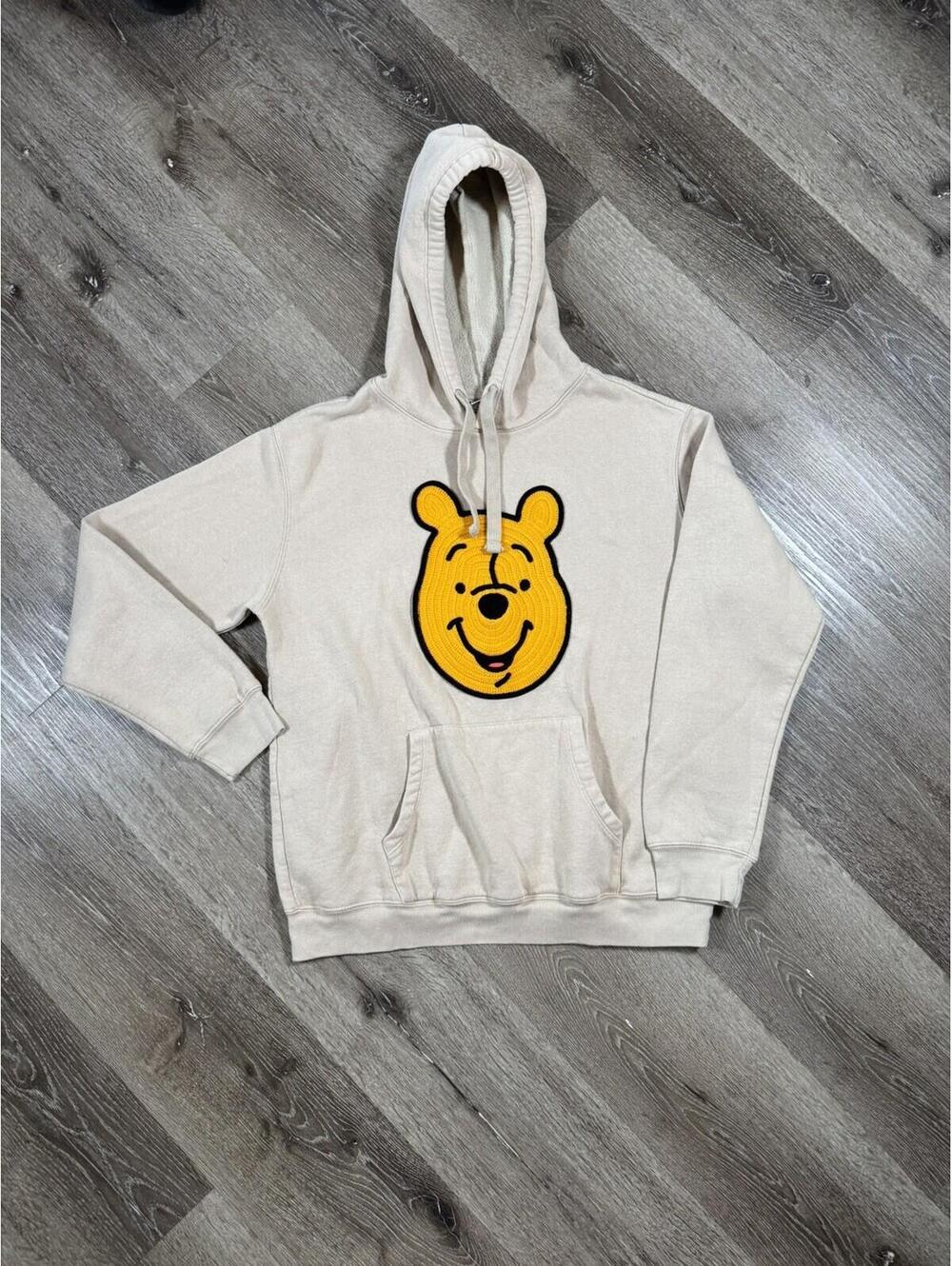 Disney Winnie the Pooh Beige Sand Hoodie Pullover Hooded Sweatshirt Size L (229)